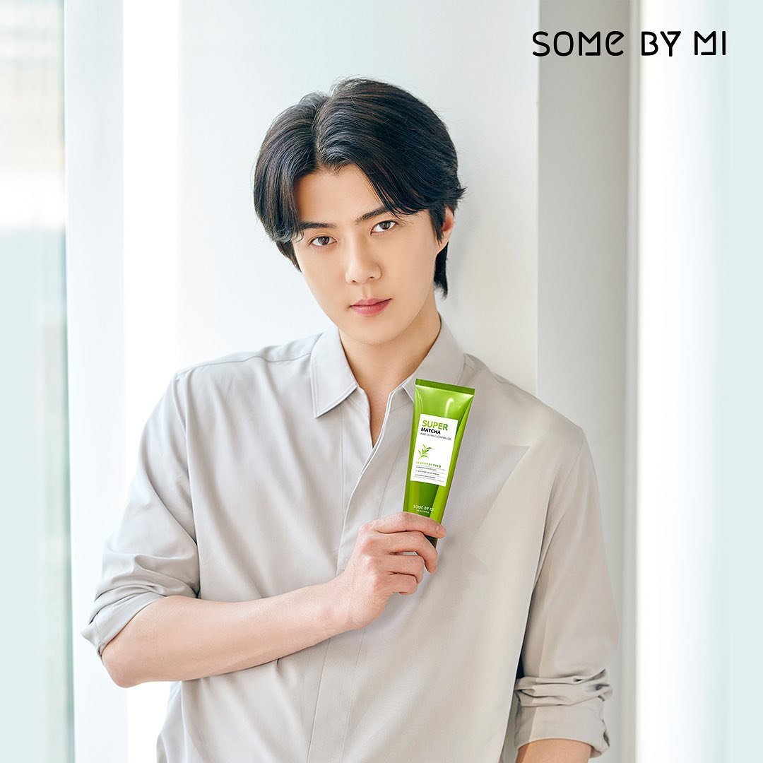 Sữa rửa mặt dịu nhẹ, dưỡng ẩm, thu nhỏ lỗ chân lông Some By Mi Super Matcha pore clean cleansing gel 100ml + Tặng Kèm 1 Băng Đô Tai Mèo ( MÀu Ngẫu Nhiên)