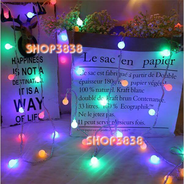 Dây Đèn Led Bi Đục Tròn Dài 3M - 20 Bóng Nhiều Màu Trang Trí Noel Lễ Tết