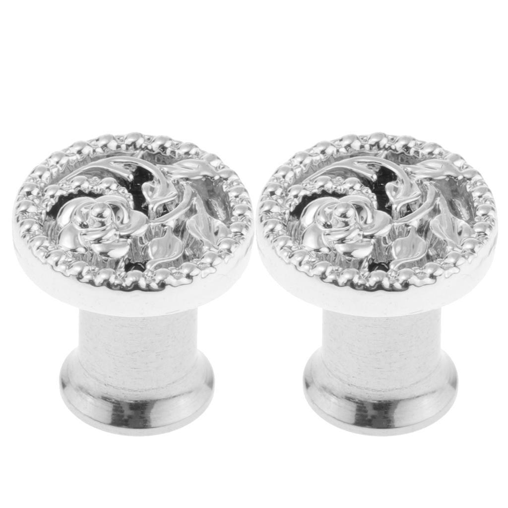 2 Pcs Fancy  Flower Ear Plug Tunnel Stainless Steel Ear Jewelry