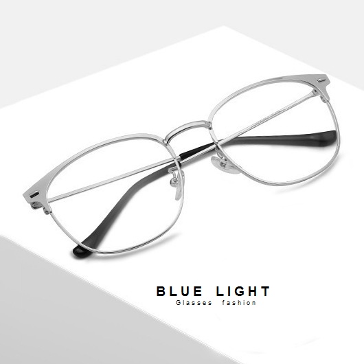 Kính Giả Cận, Gọng Kính Cận Nam Nữ Dáng Mắt Mèo Bạc Gọng Mảnh Không Độ Hàn Quốc - BLUE LIGHT SHOP