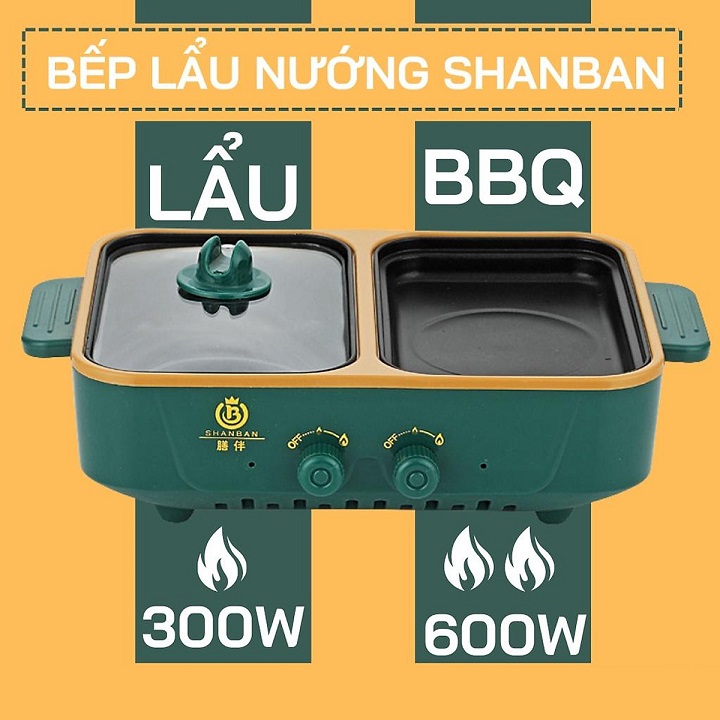 Bếp điện lẩu nướng 2 ngăn mini - Giao màu ngẫu nhiên