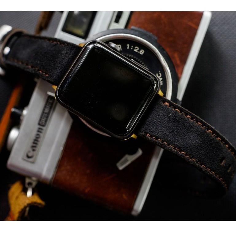Dây đồng hồ RAM Leather da bò lộn màu đen tuyền – RAM classic 1966