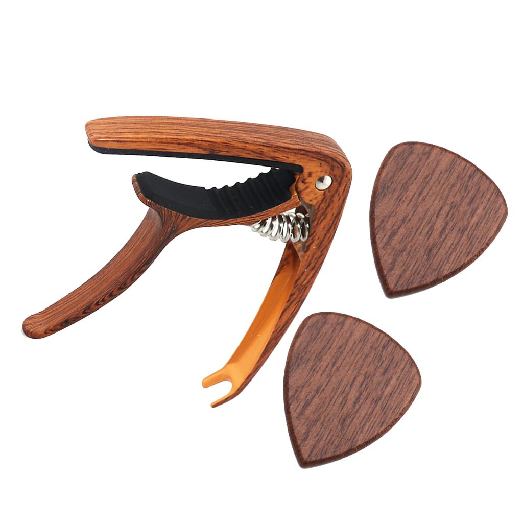 Đen Óc Chó Gỗ Đàn Guitar Phím 2 chiếc, Đàn Guitar Plectrums Cho Điện, Acoustic hoặc Guitar Bass & Guitar Capo
