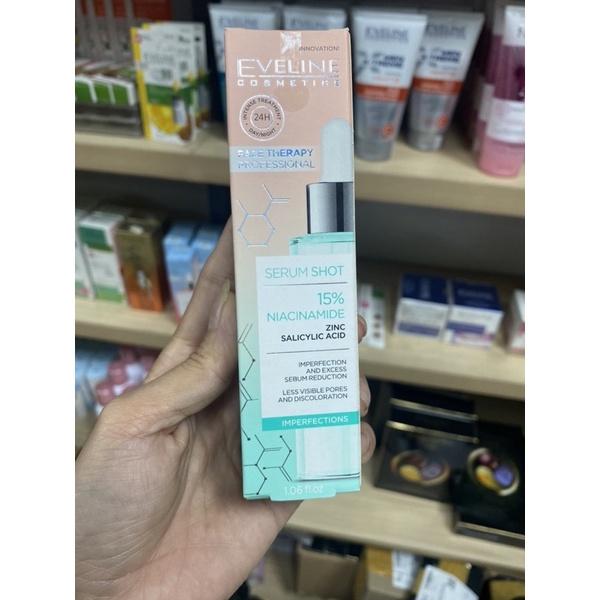 Tinh chất dưỡng da Eveline Serum Shot ngừa mụn, se khít lỗ chân lông Niacinamide 30ML