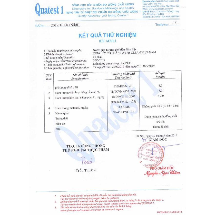 Nước Giặt Hữ Cơ Hương Gió Biển 5L Organic Layer Clean Không Chứa Hóa Chất An Toàn Cho Da