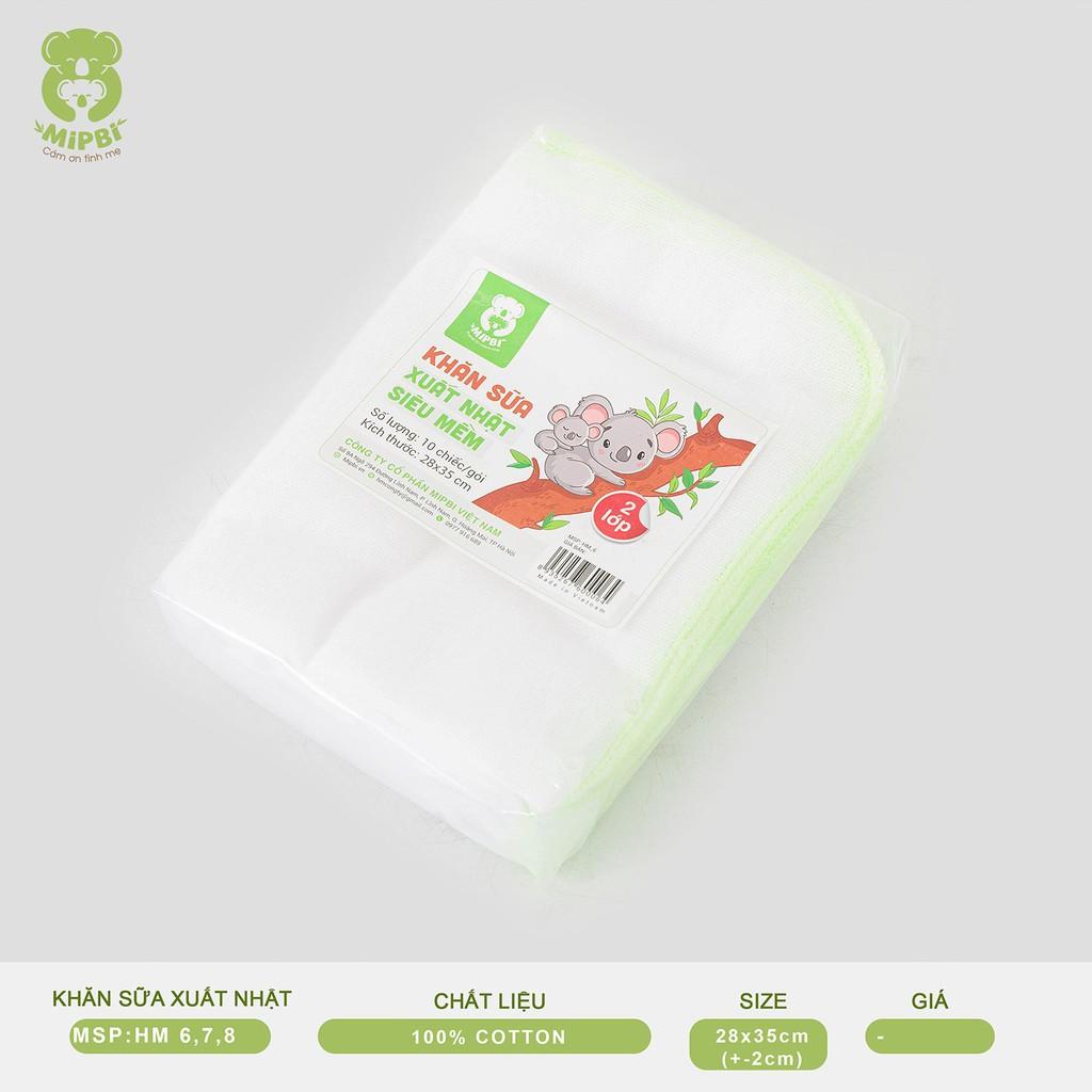 Khăn sữa xuất Nhật Mipbi 100% cotton tự nhiên siêu mềm (Gói 10 chiếc)