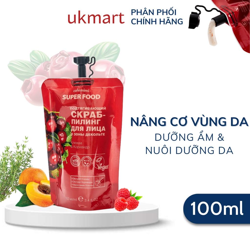 Tẩy Tế Bào Chết CAFÉ MIMI Nâng Cơ cho Da Mặt Và Vùng Ngực Cranberry &amp; Coriander 100ml