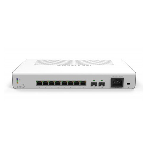 Bộ Chia Mạng Để Bàn/Gắn Rack 8 Cổng 10/100/1000M PoE+ Và 2 Cổng Quang 1G SFP Quản Trị Qua Cloud Insight Managed Gigabit Ethernet Smart Cloud Switch Netgear GC510P - Hàng Chính Hãng