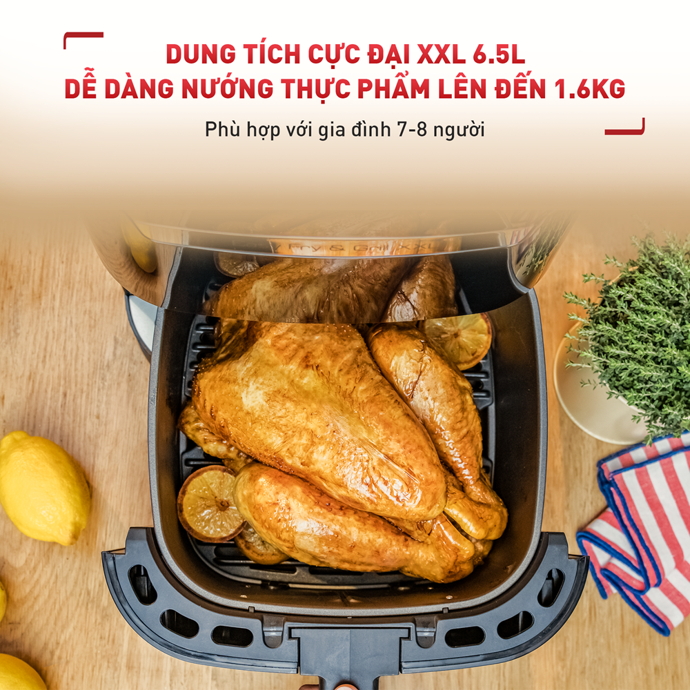 Nồi chiên không dầu Tefal 2in1 Easy Fry & Grill 6.5L XXL EY801815 - Hàng chính hãng