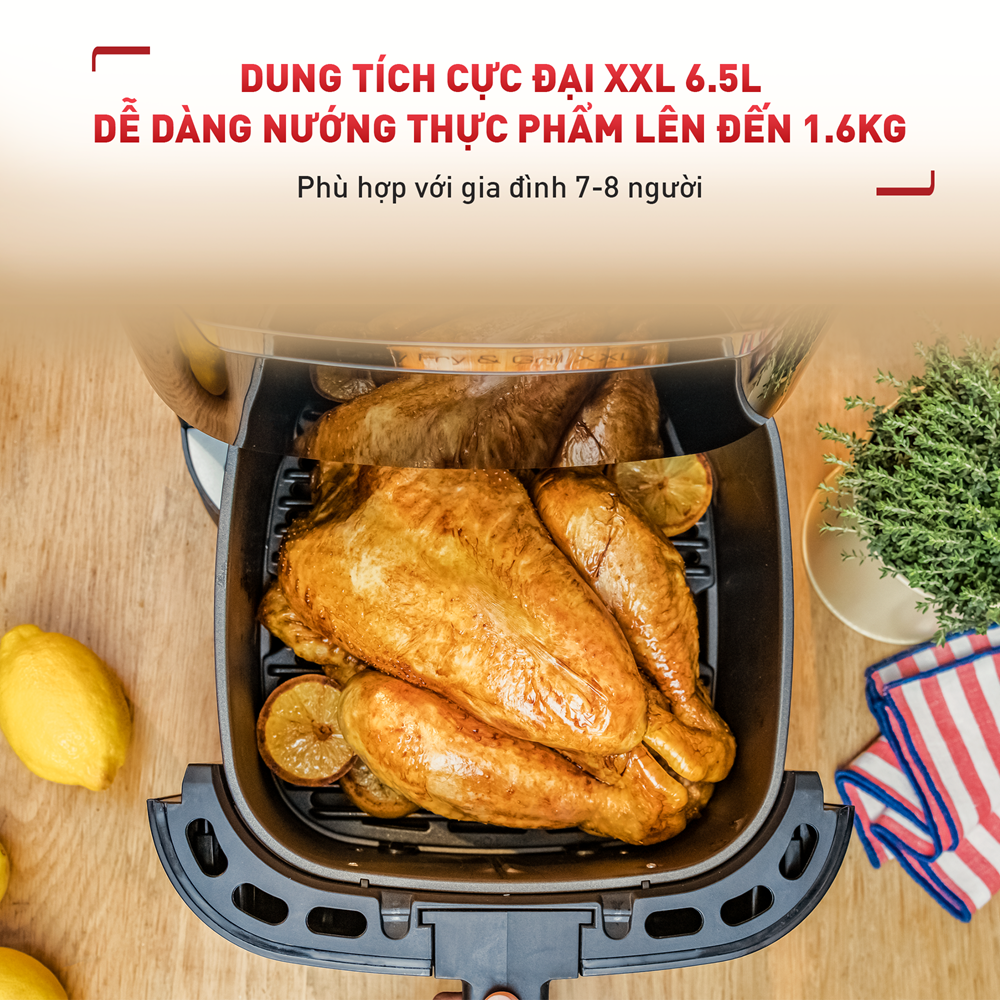 Nồi chiên không dầu Tefal 2in1 Easy Fry & Grill 6.5L  XXL EY801815 - Hàng chính hãng