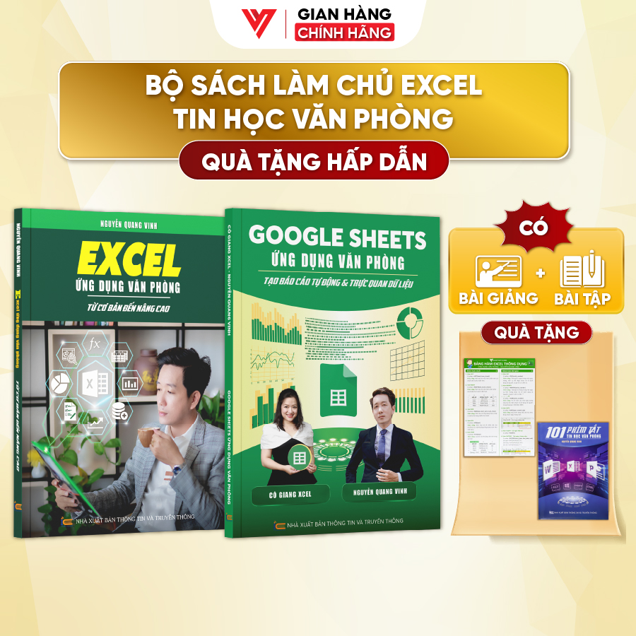 Combo 2 Sách Excel - Google Sheet ĐÀO TẠO TIN HỌC Chuyên Ứng Dụng Văn Phòng Kèm Video Bài Giảng