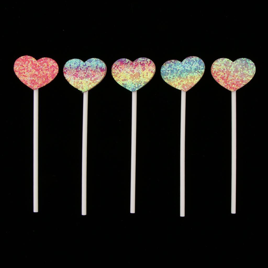5 Pieces Cake Topper Insert Sticks Wedding Party Cake Decoration Heart