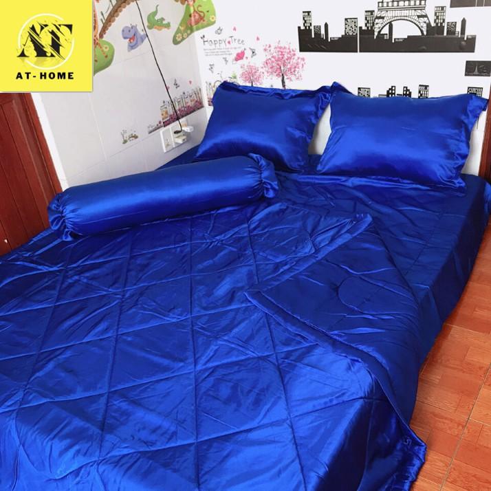 Bộ 4 Món Ga Gối Phi Lụa Thương hiệu LAN PHAM BEDDING Mát Mịn - Màu Xanh Biển