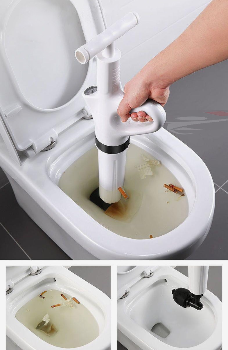 Dụng cụ thông tắc bồn cầu bằng khí nén, thông toilet, lavabo, ống nước, nhà vệ sinh bằng hơi khí nén AGT Cực Mạnh 6-8kgf/cm - S cao áp hàng nhập khẩu
