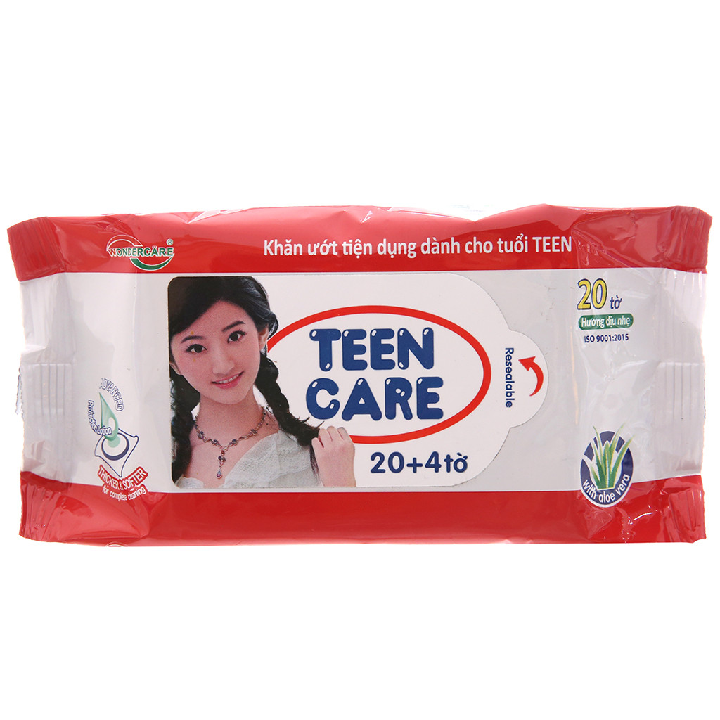 Khăn giấy ướt Kháng khuẩn Teencare 20 tờ/gói (Màu đỏ)