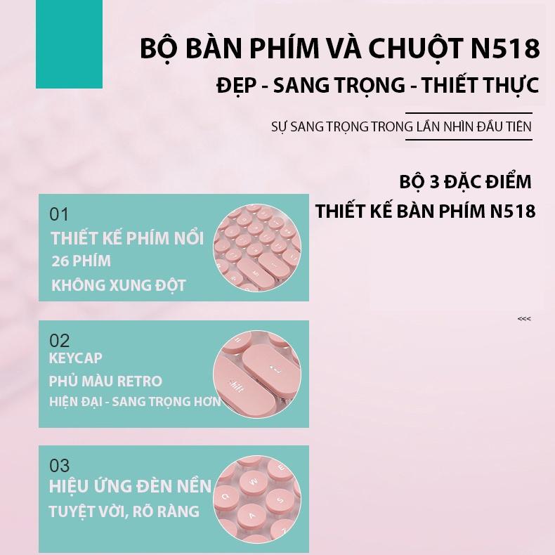 Bộ bàn phím chuột máy tính Coputa chuột bàn phím giả cơ có dây dễ thương nhiều màu sắc N518