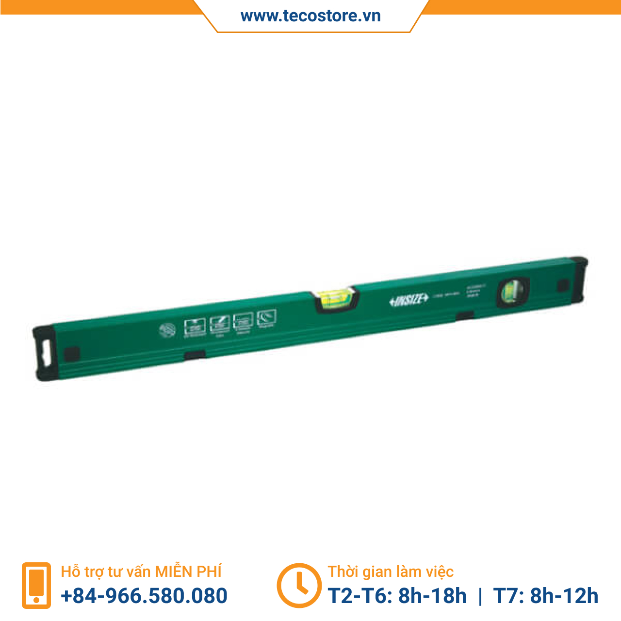 Thước thủy nhôm Insize 4914 bề mặt đế có từ tính
