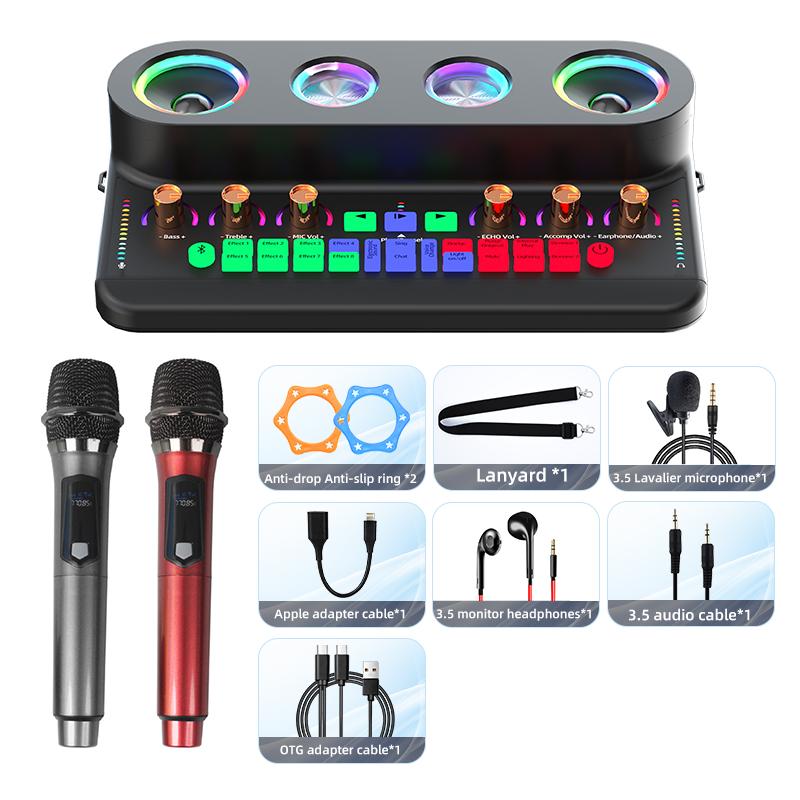Sound Card Âm Thanh Máy All-In-One Card Âm Thanh Di Động Loa Karaoke Gia Đình Loa Không Dây Mic Cho Gia Đình KTV Square Dance Màu sắc: S20-Trắng-L