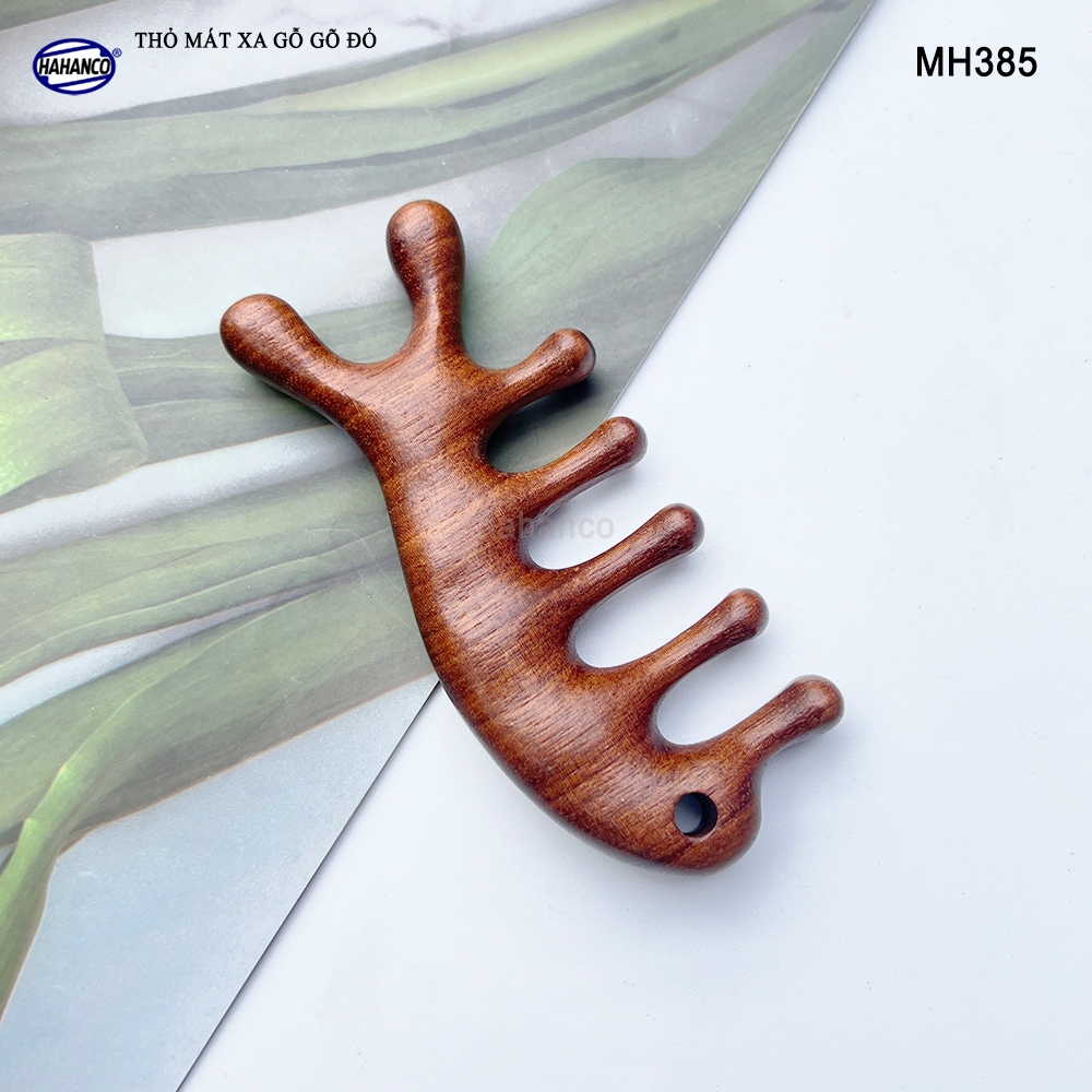 Dụng Cụ Mát Xa Tai Thỏ 5 Răng Gỗ Gõ Đỏ Thư Giãn Giảm Dụng Tóc - HAHANCO - MH385