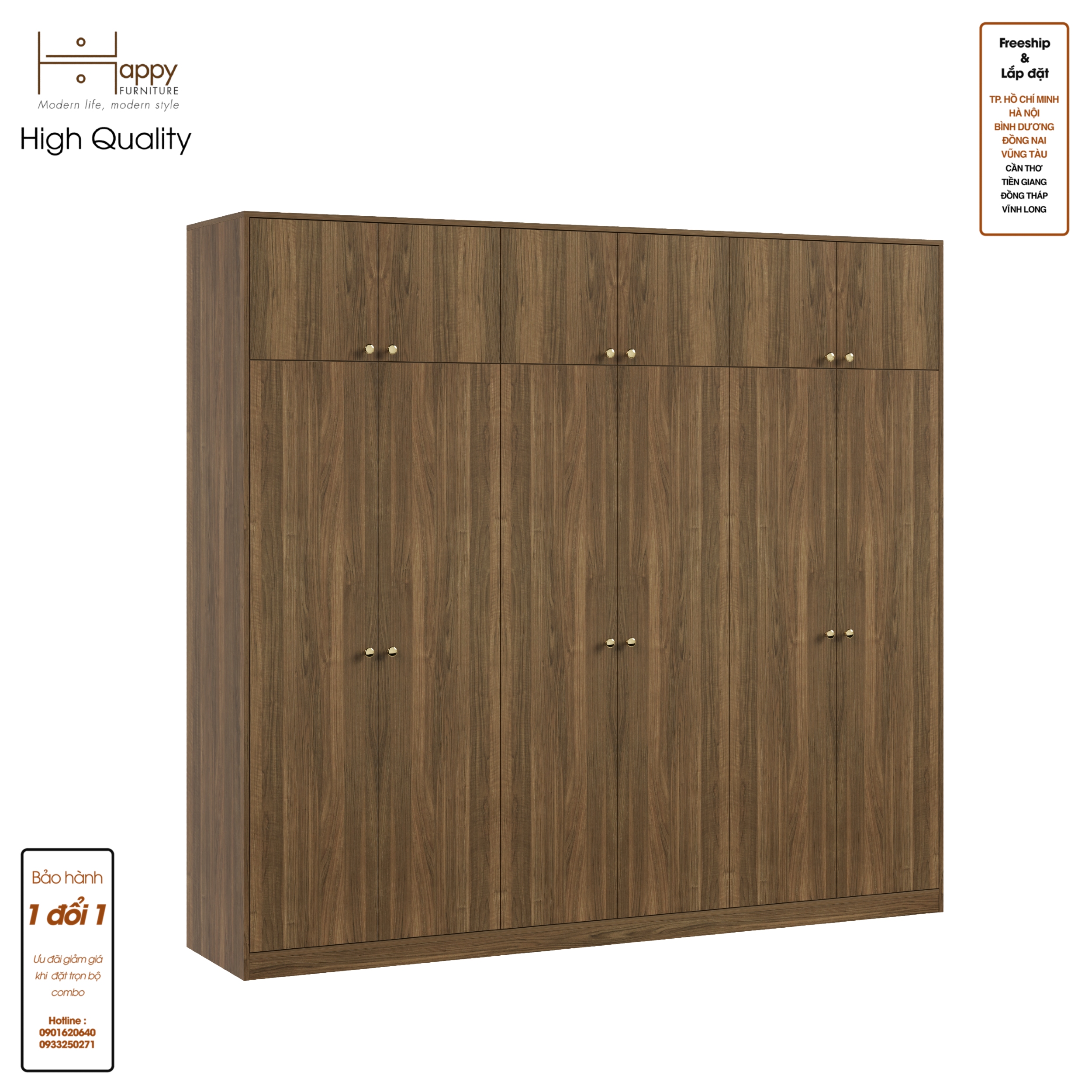 [Happy Home Furniture] ELEGANT, Tủ quần áo 2m4x2m2 , 240cm x 54cm x 220cm ( DxRxC), TCM_044