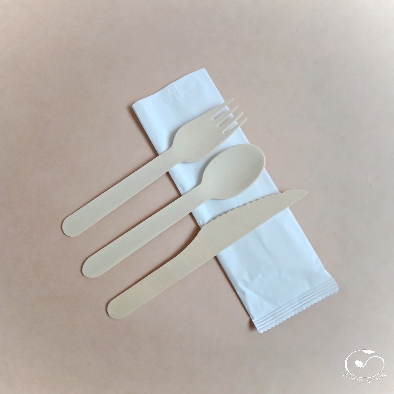 80 Set Dao Thìa Dĩa Gỗ Dùng 1 Lần Bọc Giấy