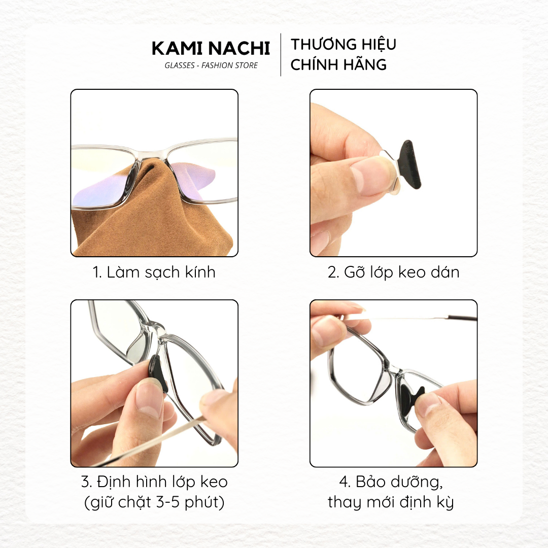Bộ 2 miếng đệm mũi silicon hình cánh bướm có mặt dán keo cho mắt kính KAMI NACHI