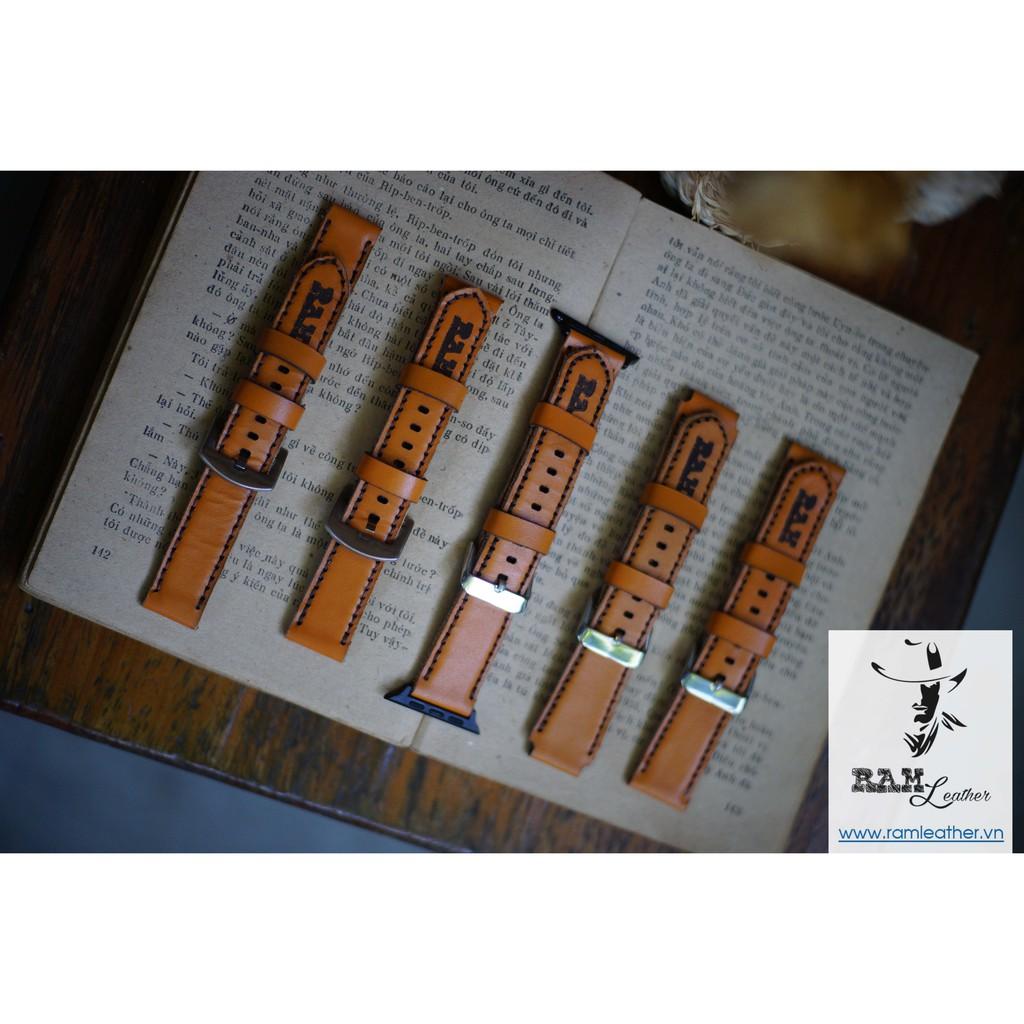 DÂY ĐỒNG HỒ APPLE WATCH DA BÊ VÀNG SÁNG - DA BÊ THẬT - RAM CLASSIC 1988 - RAM LEATHER -
