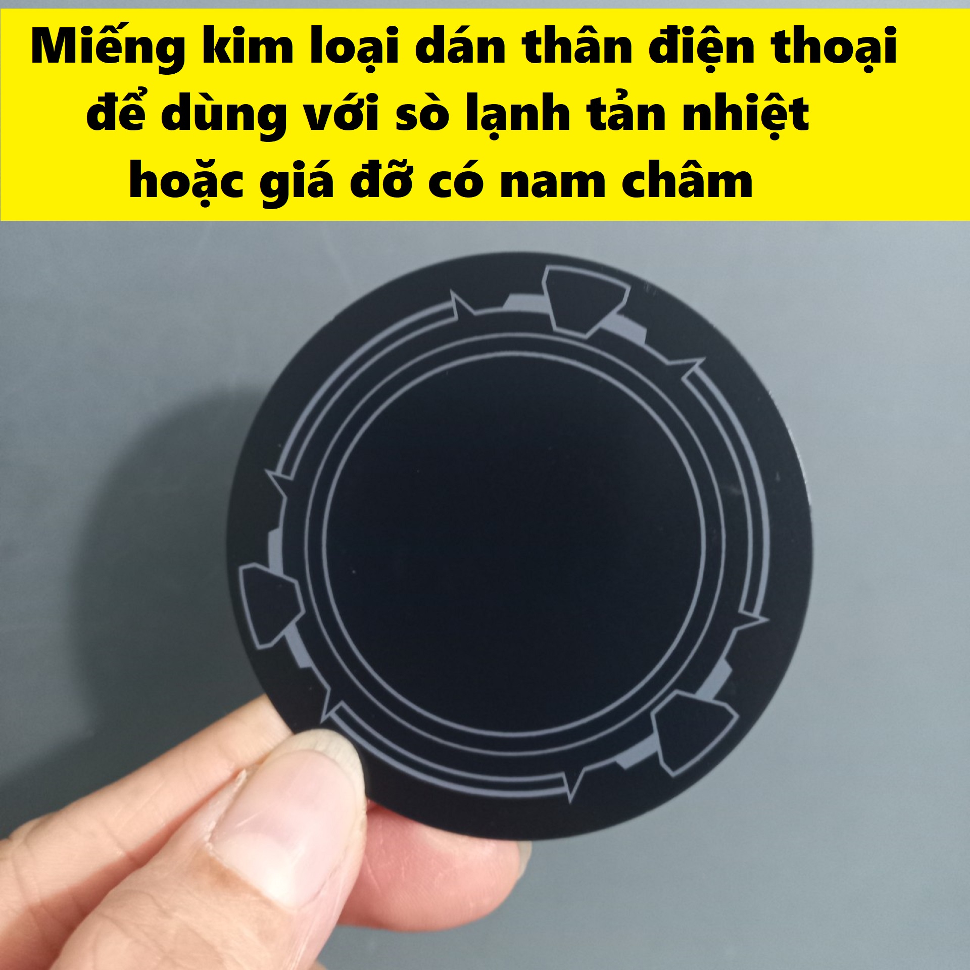 Miếng kim loai dán lưng điện thoại để dùng với sò lạnh nam châm hay giá đỡ nam châm