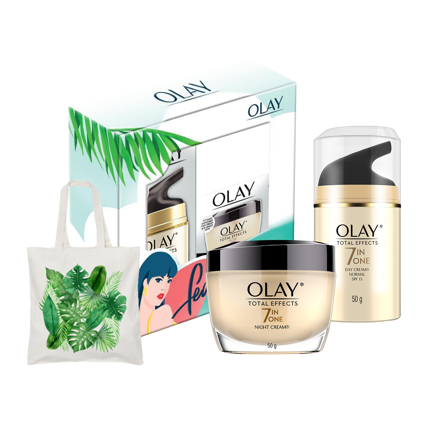 Combo Kem Dưỡng Olay Total Effects Ngăn Ngừa Và Bảo Vệ Da Khỏi 7 Dấu Hiệu Lão Hóa [Tặng Túi Xách Tote Cá Tính Trị Giá 100k]