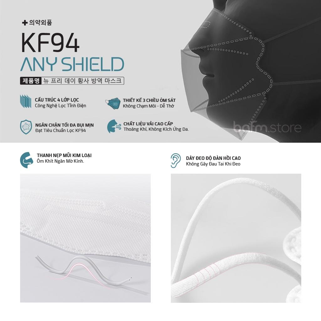 Khẩu Trang KF94 AnyShield kiểu dáng 4D Cao Cấp - Màu Pastel thời trang - Hàng xuất khẩu thị trường Hàn Quốc