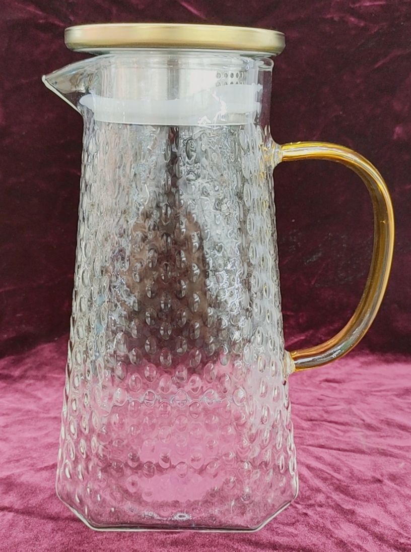 BÌNH THỦY TINH CHỊU NHIỆT LÊN ĐẾN 400 ĐỘ C TAY VÀNG,TRẮNG DUNG TÍCH 1,6-1,7L