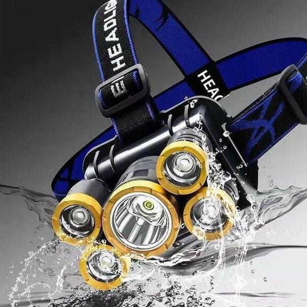 Đèn Đội Đầu Dùng Pin Sạc 4 Chế Độ 5 Bóng Siêu Sáng