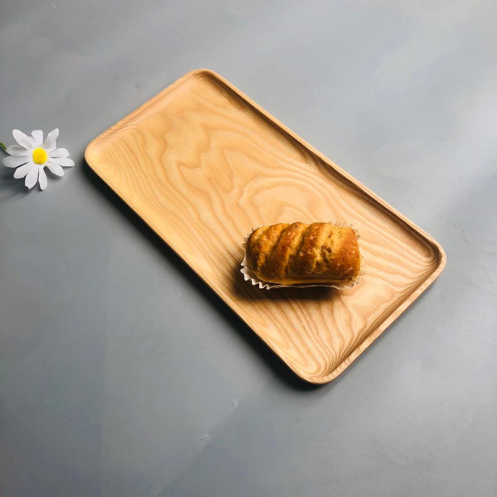 Khay/Đĩa Gỗ Đựng Đồ Ăn, Decor Hình Chữ Nhật 36x18 cm Chất Liệu Gỗ Tần Bì Xinh Xắn