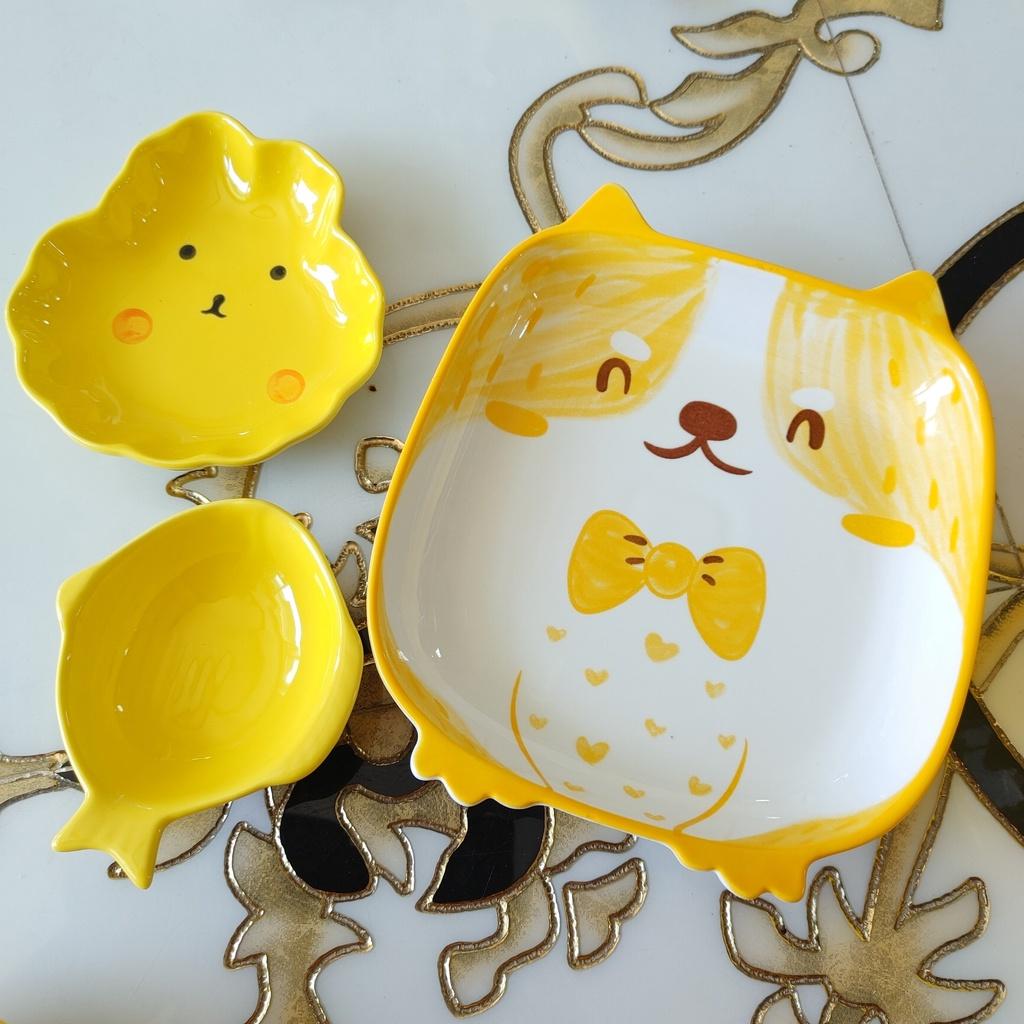 Trọn Bộ Mâm Cơm Chén Tô Dĩa 21 món Sắc Vàng Quý Tộc Gốm Sứ Cao Cấp Hàng Khử Chì Dành Cho Cả Gia Đình