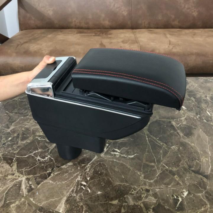 Hộp tỳ tay ô tô Mitsubishi Attrage và Mirage tích hợp 7 cổng USB, chất liệu nhựa ABS và da PU cao cấp