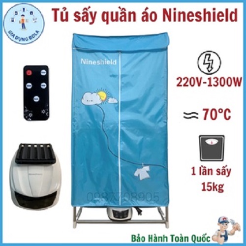 Máy sấy quần áo, tủ sấy quần áo khung inox hai tầng Nineshield Kb-006