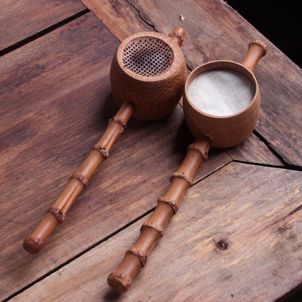 Tea Hobby Bamboo Tea Herb Filter Strainer Infuser Mesh Spoon Kitchen Gadget