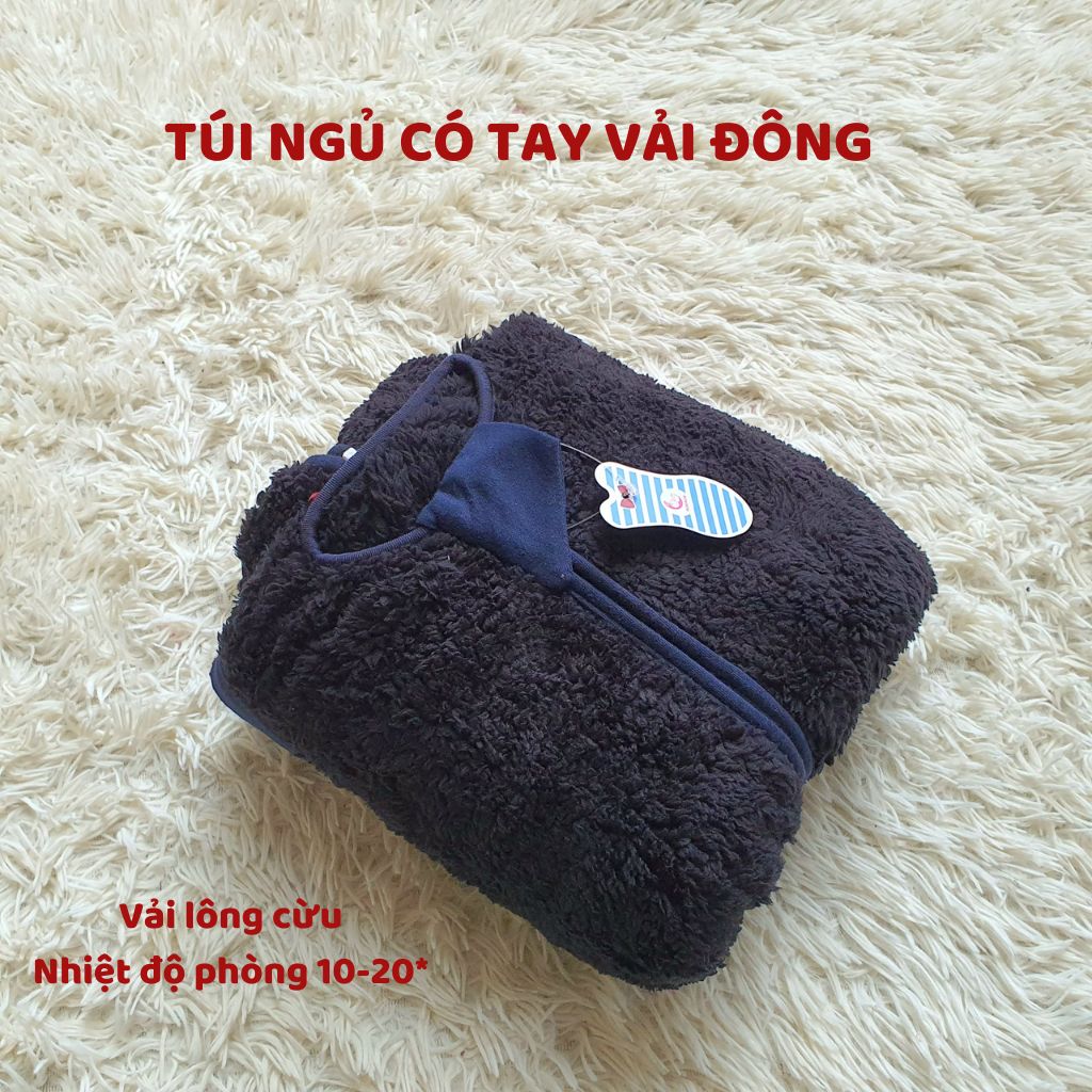 Túi Ngủ Cho Bé, Chất Liệu Lông Cừu, Có Ống Tay Tháo Rời  Hàng Cao Cấp Giúp Bé Ngủ Ngon Không Lạnh Bụng