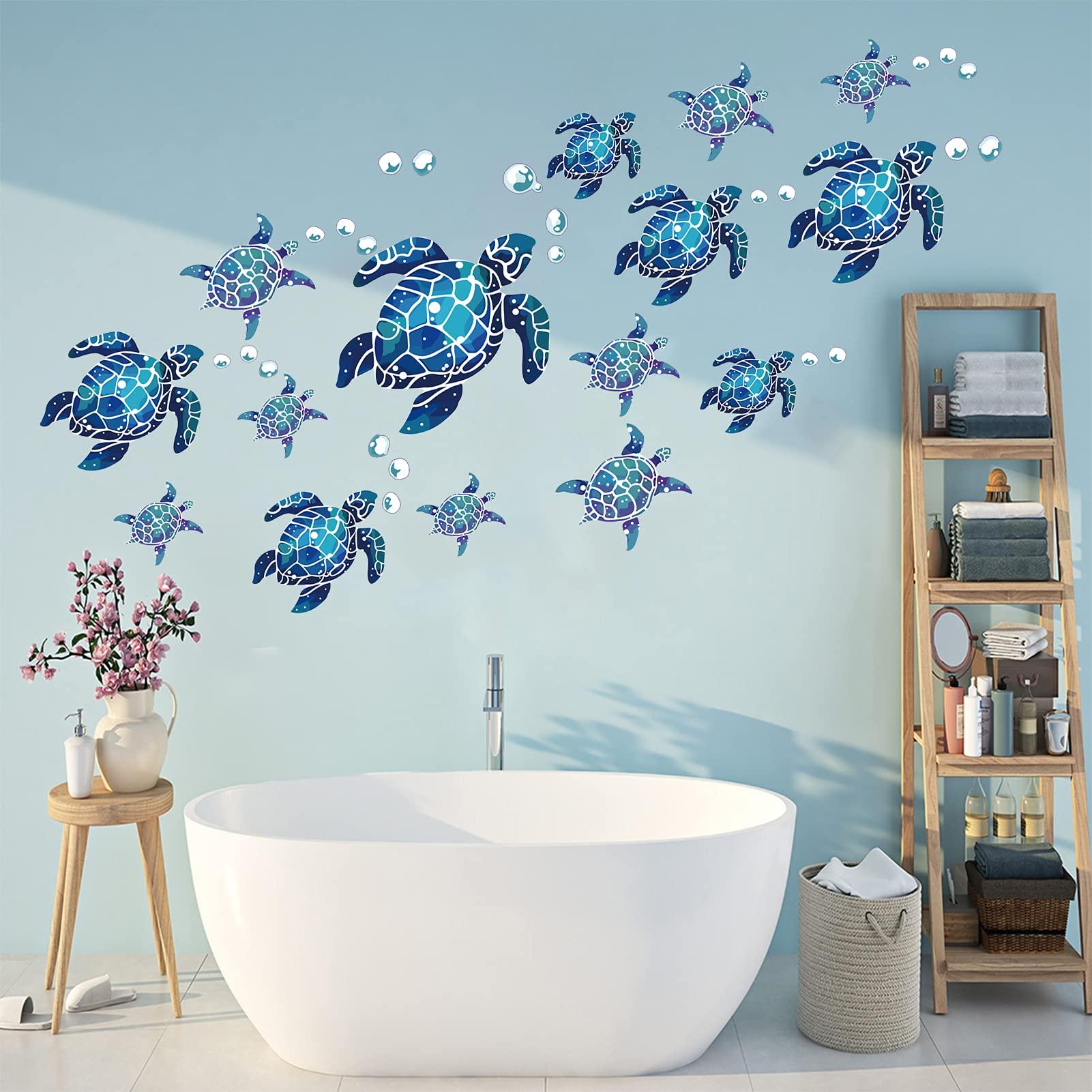 24 miếng dán tường vinyl rùa biển, hình xăm tường rùa dưới nước