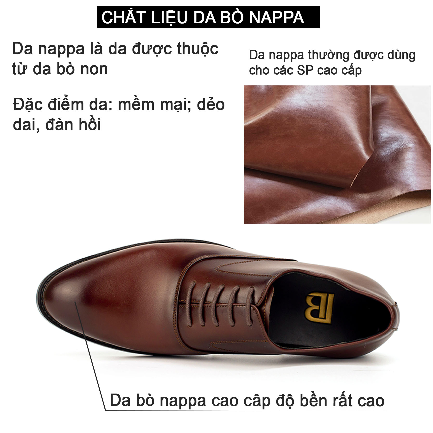 Giày da nam, giày oxford công sở G103 - Da bò Nappa cao cấp