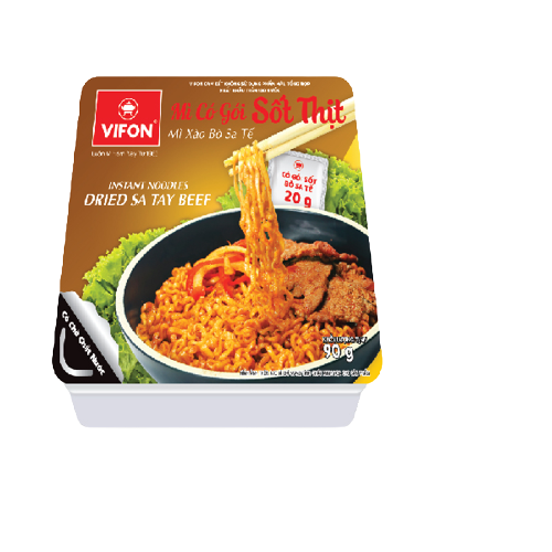 Thùng 18 Khay Mì Bò Xào Sa Tế VIFON (90g / Khay)