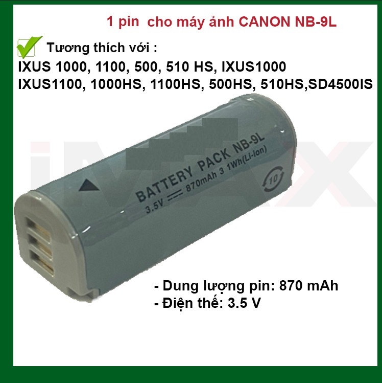 COMBO PIN SẠC THAY THẾ CHO PIN MÁY ẢNH CANON NB-9L