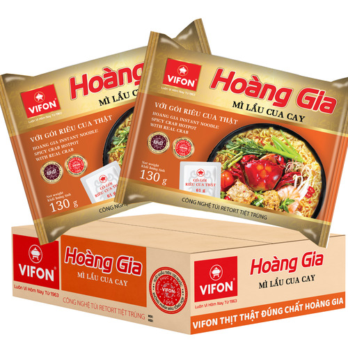 Thùng 18 Mì Lẩu Cua Cay HOÀNG GIA VIFON (130gr / Gói)