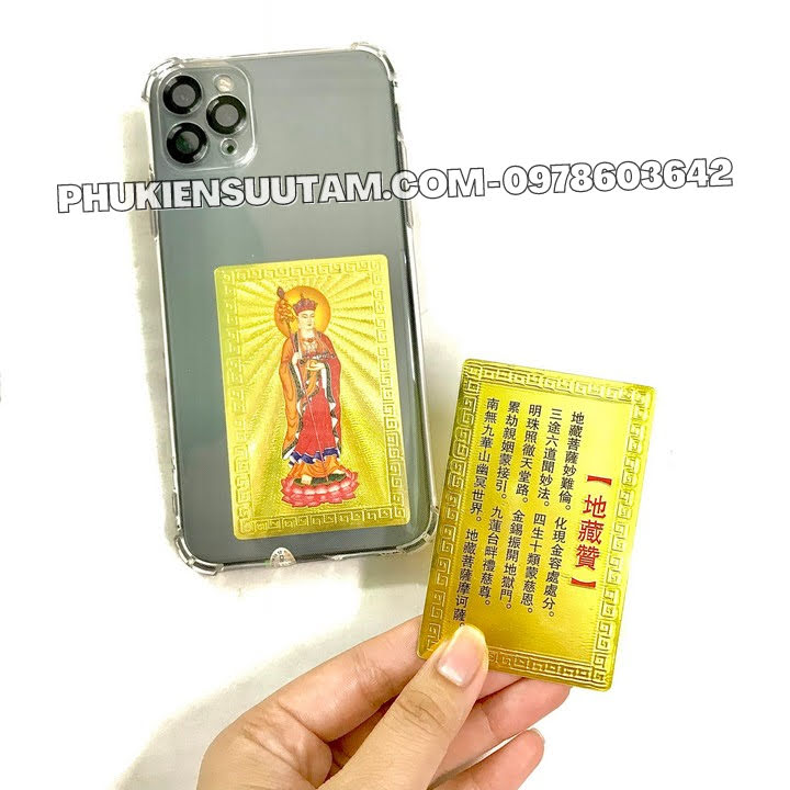 Thẻ Kim Bài Địa Tạng Vương Bồ Tát, kích thước: 8.3cmx5.3cmx0.2cm, màu: vàng - SP005756