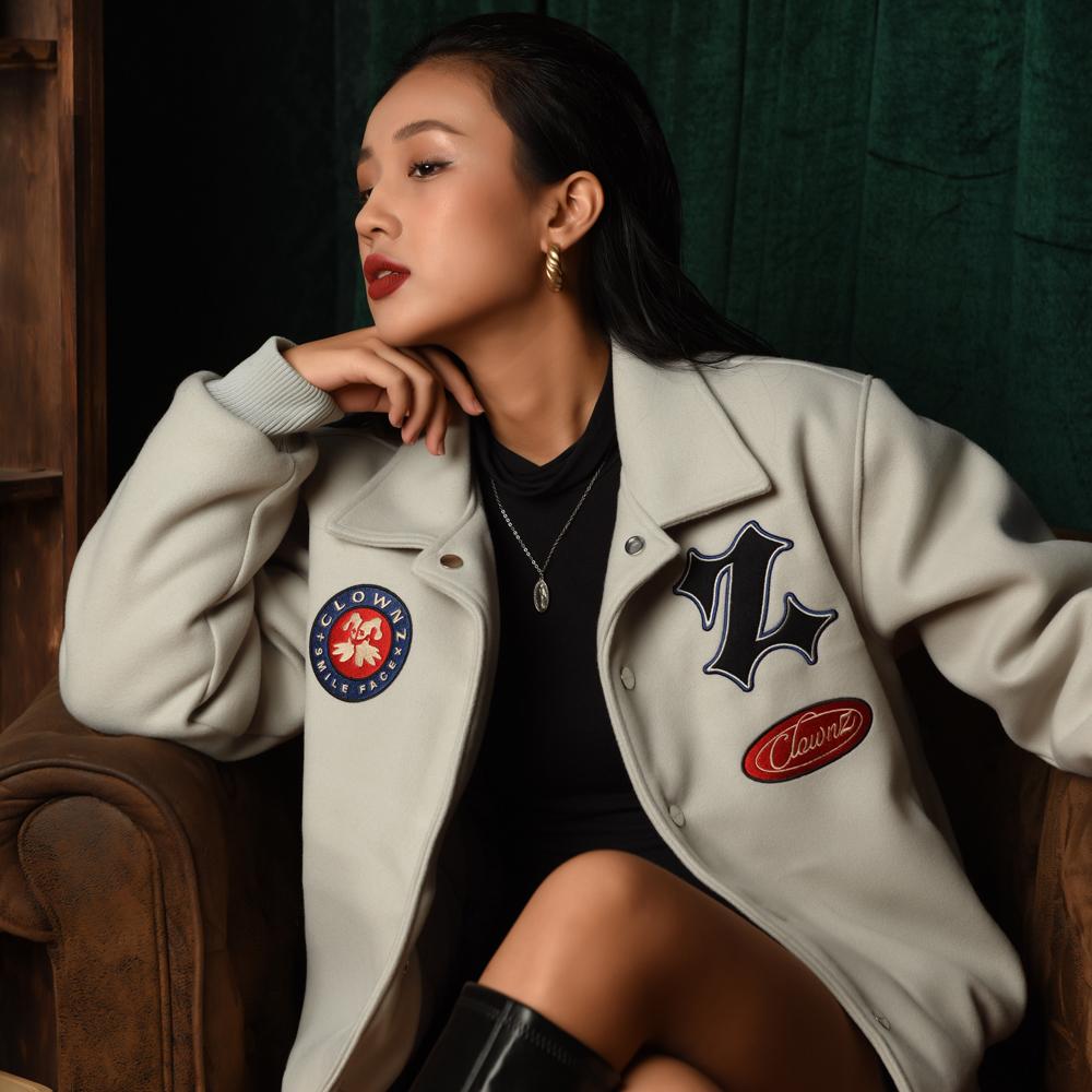 Áo khoác varsity jacket, bomber  Z letter vải dạ, nam nữ unisex, form crop ngắn