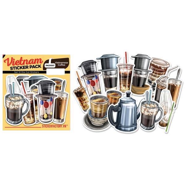 Bộ 12 Hình Dán Vietnamese Coffee - Die Cut Sticker Pack - Stickerfactory PACK007