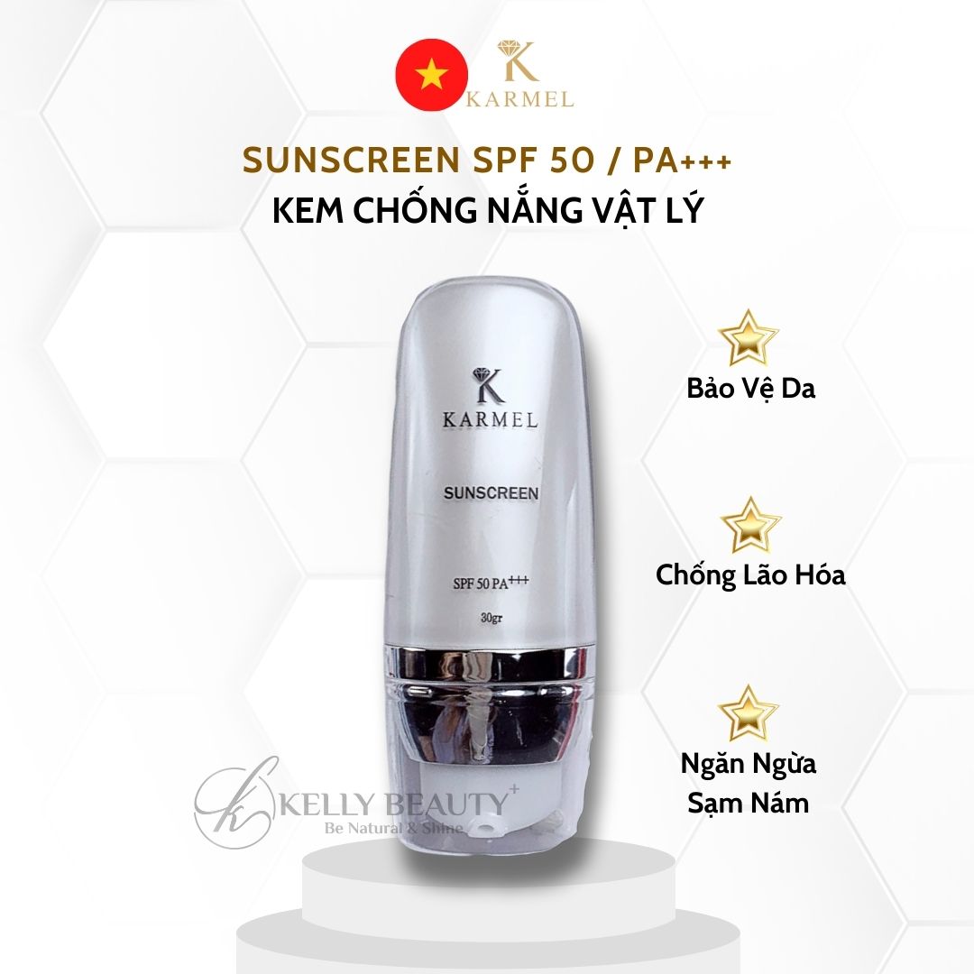 Kem Chống Nắng Vật Lý Karmel Sunscreen SPF 50, PA+++ - Bảo Vệ Da, Chống Lão Hóa, Không Bết Dính | Kelly Beauty