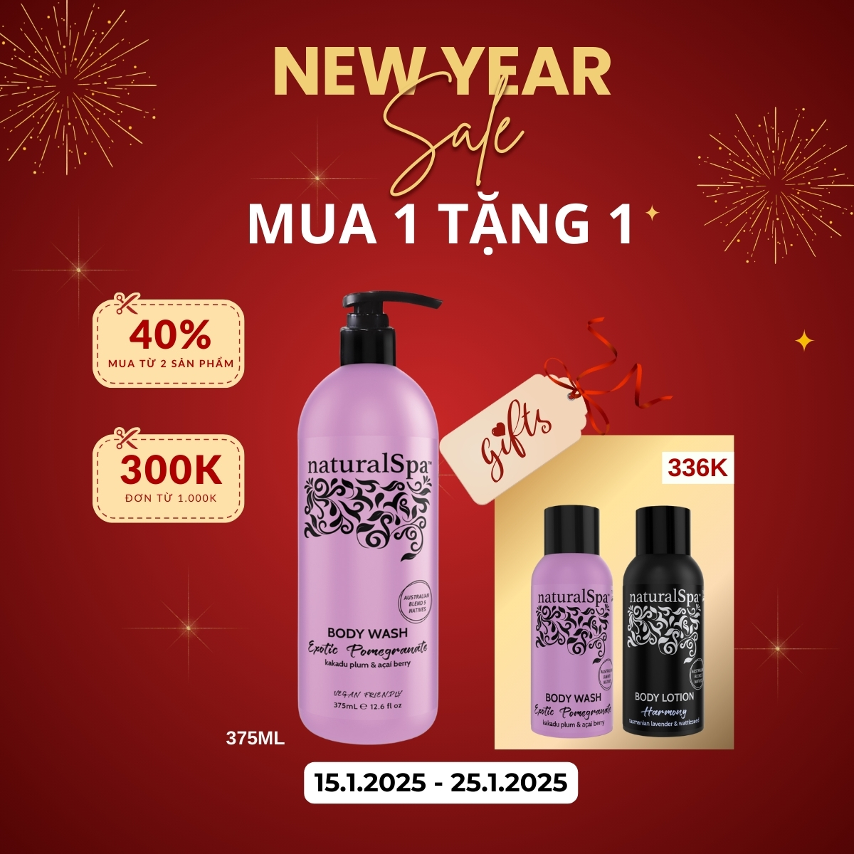 Sữa tắm dưỡng thể trẻ hóa làn da, tăng cường năng lượng - naturalSpa Exotic Pomegranate Body Wash
