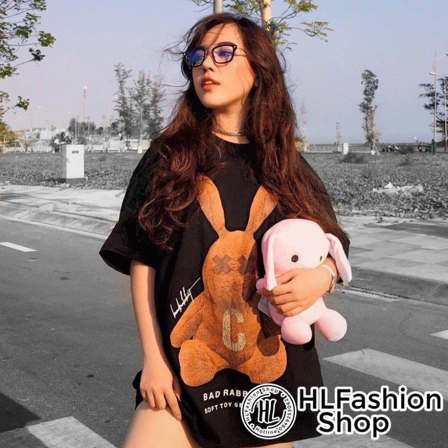 Áo thun tay lỡ form rộng Ulzzang Bad Rabbit dáng Unisex