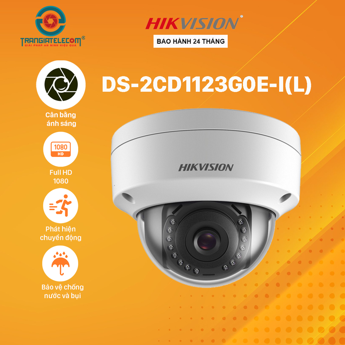 Camera IP Dome hồng ngoại 2MP HIKVISION DS-2CD1123G0E-I(L) - Hàng chính hãng